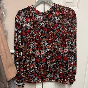 LOFT Multicolor Floral Long Sleeve Top